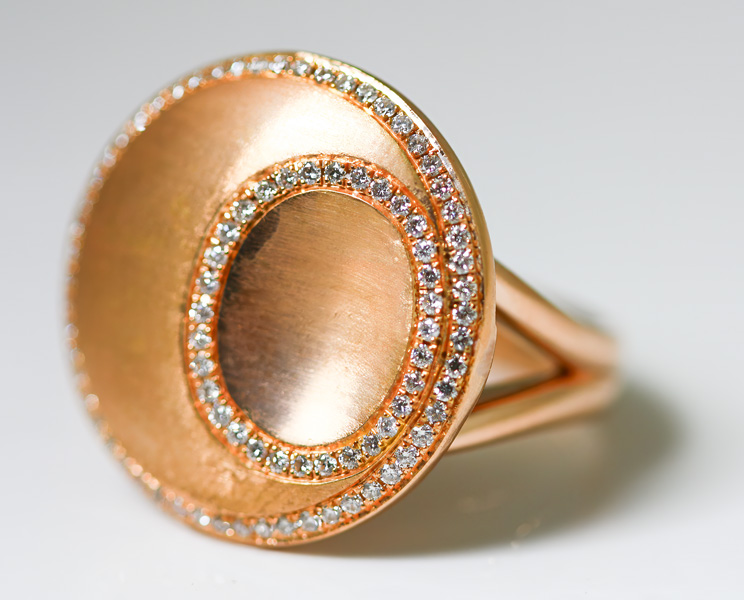 18k rose gold domed diamond ring