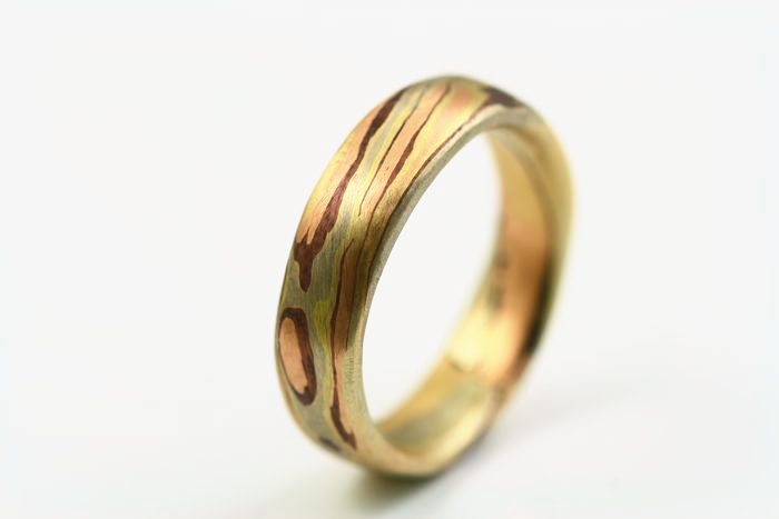 Wood-grain band: a Mokume Gane band