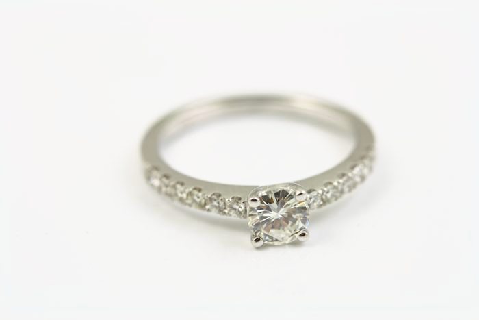 Diamond ring: diamonds set in 18 karat white gold