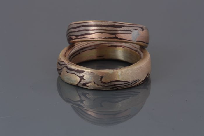 Pair of Mokume Gane bands: a pair of Mokume Gane bands
