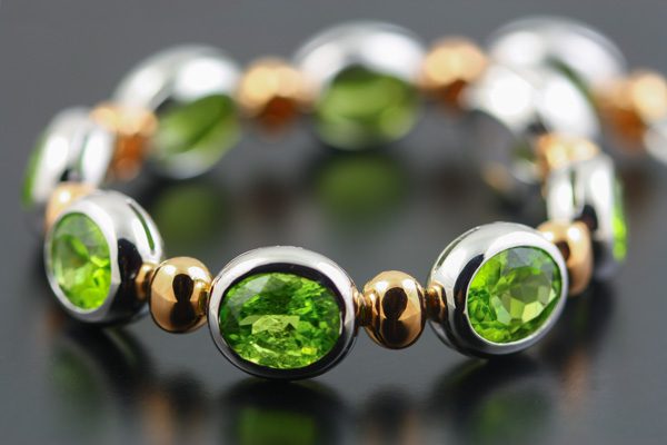 Peridot bubble band: Peridots set in 18 karat gold