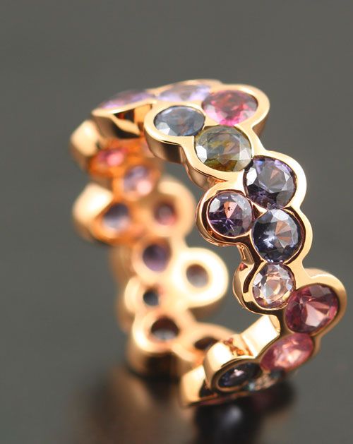 Spinel bubble band: Spinels set in 18 karat rose gold